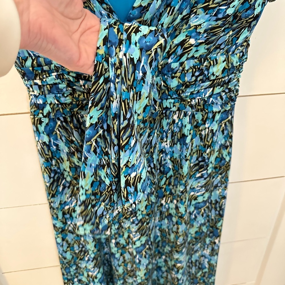 STUDIO 1 8 colorful blue speckled Y2K 90's midi stretch woman poly spandex dress - Picture 6 of 12